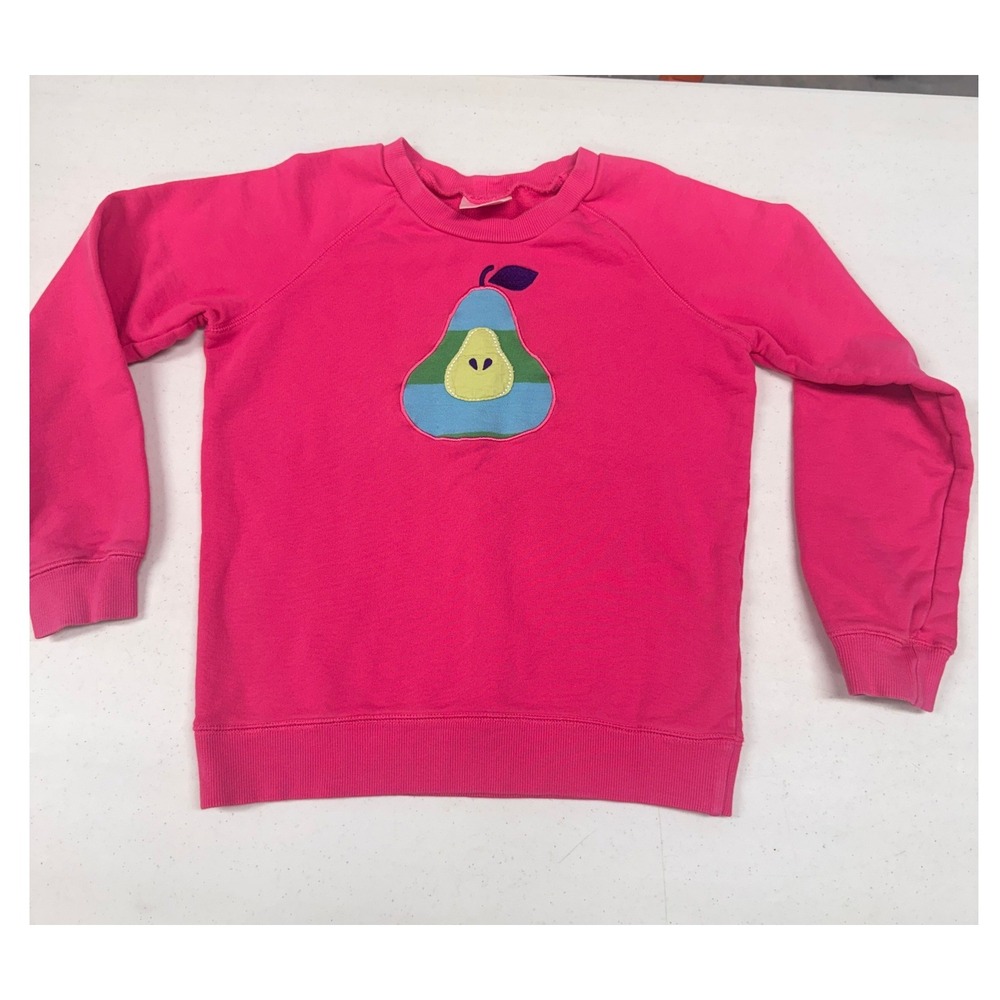 Hanna Andersson Kids Pink Pear Applique Sweatshirt Size 140 Cotton Pullover